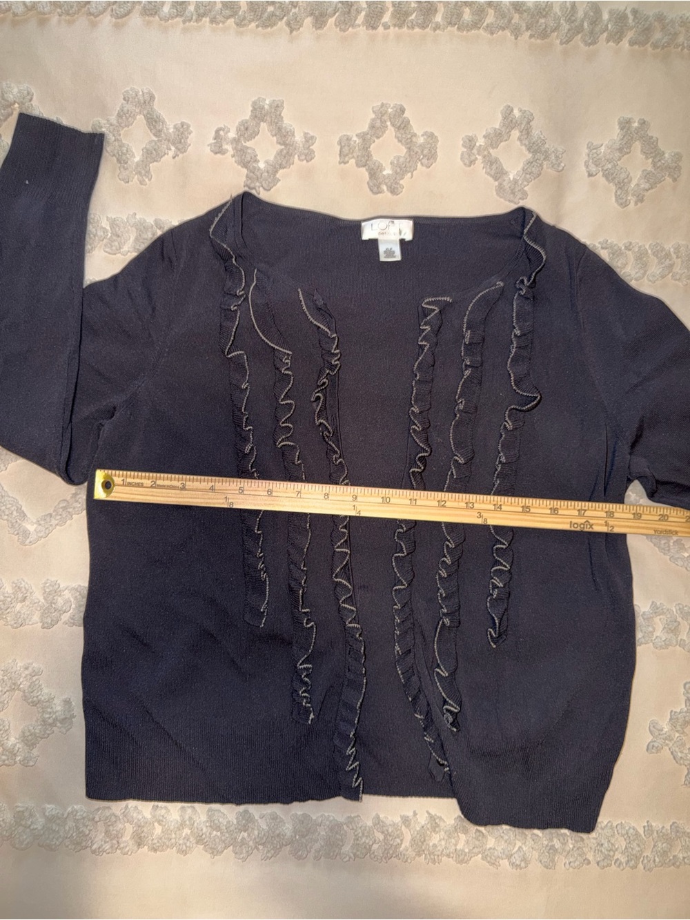 LOF Black Ruffle-Front Cardigan - Picture 4 of 5